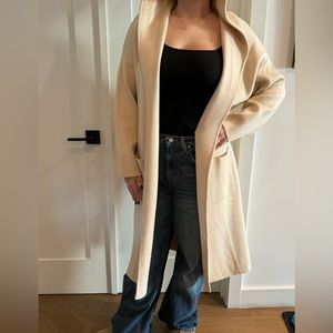 MANGO Tan Cardigan Hoodie.